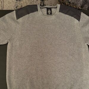 Kuhl Men’s Light Gray Crewneck Sweater with Dark Gray Shoulder Panels